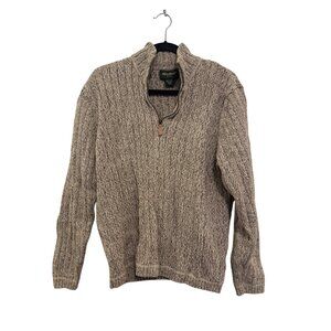 vintage Eddie Bauer Ribbed Half-Zip Sweater Mens XL Tan/Brown Cotton Knit Japan-